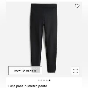 J Crew Pixie Stretch Ponte Pant w Side Zip | size 14 | Black